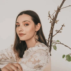 Chameli Leaf Gold Chandelier Dangle Earrings -Jungalow 159939 e8e42a2d eeac 4aa7 85c0 26a7a9459bfc PhotoRoom 1