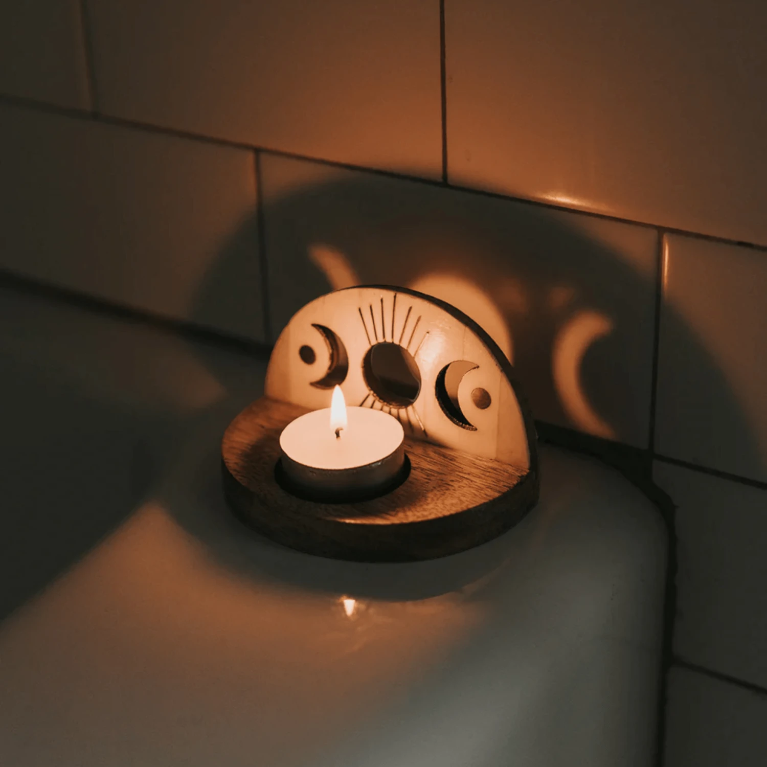 Celestial Moon Phase Tealight Candle Holder 3 Celestial Moon Phase Tealight Candle Holder