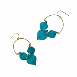 Chameli Leaf Teal Drop Earrings