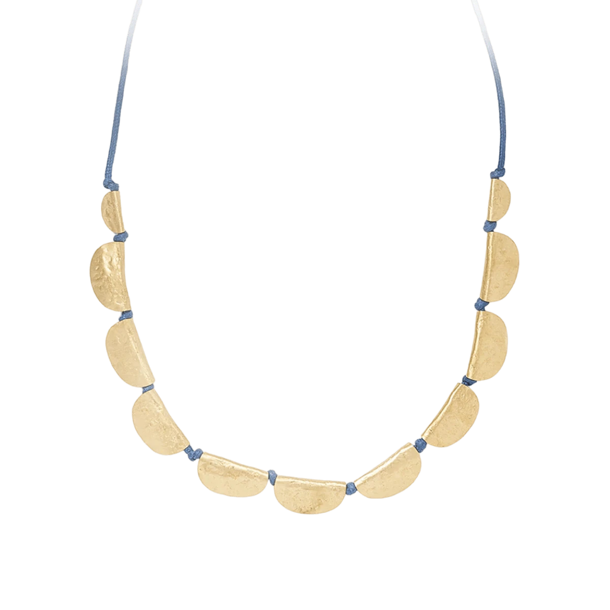 Jayanti Hammered Gold Discs Necklace - Indigo Thread 3 Jayanti Hammered Gold Discs Necklace - Indigo Thread