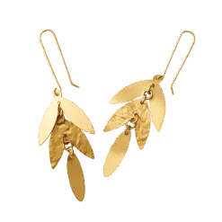 Chameli Leaf Gold Chandelier Dangle Earrings