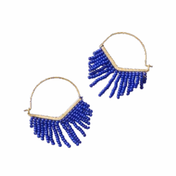 Kalapriya Beaded Fringe Earrings - Blue