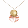 Chaya Hammered Coin Beaded Fringe Drop Necklace - Gold, Coral 1 Chaya Hammered Coin Beaded Fringe Drop Necklace - Gold, Coral -Jungalow 259473 PhotoRoom