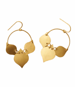 Chameli Leaf Gold Drop Earrings