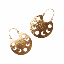 Rajani Moon Phase Gold Hammered Hoop Earrings