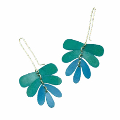 Chameli Dangling Leaf Earrings - Teal Patina