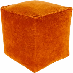 Burnt Orange Cotton Velvet Pouf