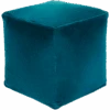 Peacock Blue Cotton Velvet Pouf -Jungalow CVPF021 161616 PhotoRoom