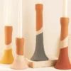 Marke Clay Multicolor Taper Candle Holders - Set Of 4 2 Marke Clay Multicolor Taper Candle Holders - Set Of 4 -Jungalow H4049 1 PhotoRoom 1