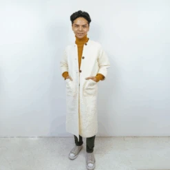 Hamsa Quilted Coat In Porcelain By Jungalow® -Jungalow JUNGALOW HAMSA PORCELAIN COAT ALEC SQUARE 01