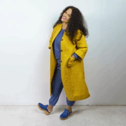 Hamsa Quilted Coat In Sunshine By Jungalow® -Jungalow JUNGALOW HAMSA SUNSHINE COAT JUSTINA SQUARE 01