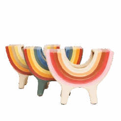 Rainbow Bowl In Pink By Jungalow® -Jungalow JUNGALOW RAINBOW PLANTER GROUP 02