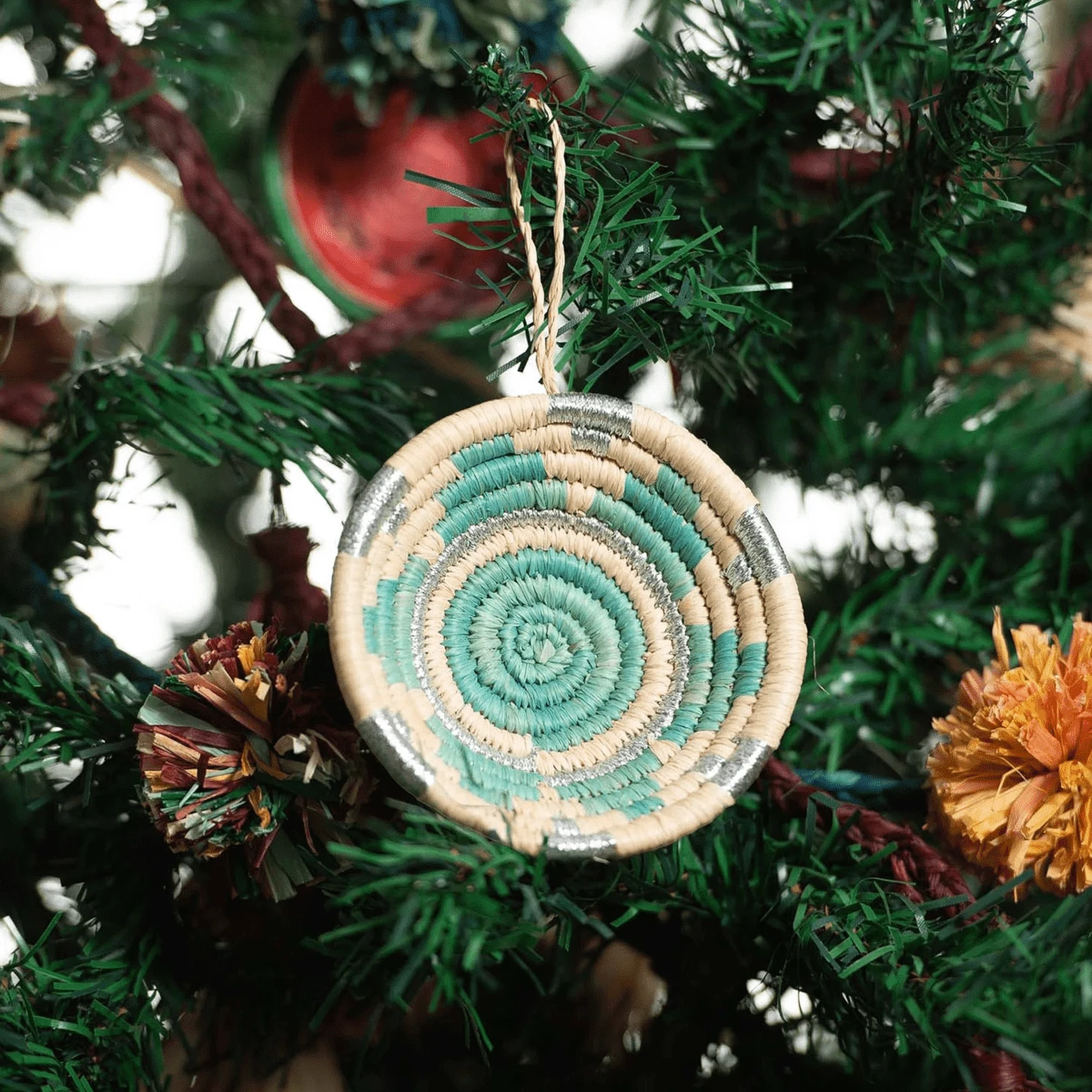 Metallic Silver & Turquoise Bowl Ornament 4 Metallic Silver & Turquoise Bowl Ornament - Image 2