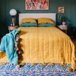 Jungalow Sol Quilt In Turmeric By Like A Lion™ -Jungalow Like a lion solid loose fill quilts 1
