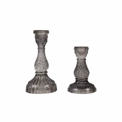 Smoky Gray Glass Candlestick Holder Set -Jungalow MG 0726copy PhotoRoom
