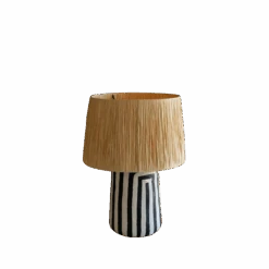 Araceli Paper Mache Black & White Table Lamp -Jungalow NAST1002 1 PhotoRoom