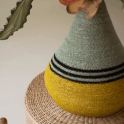 Pismo Mustard & Teal Seagrass Basket 7 Pismo Mustard & Teal Seagrass Basket -Jungalow NDEC1001 3 PhotoRoom