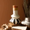 Biyu Paper Mache Black & White Vase 2 Biyu Paper Mache Black & White Vase -Jungalow NJJ1013 1 PhotoRoom