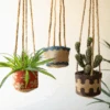 Mathus Printed Jute Hanging Planters - Set Of 3 1 Mathus Printed Jute Hanging Planters - Set Of 3 -Jungalow NRV2377 1 PhotoRoom