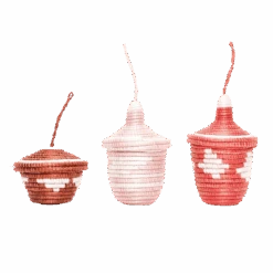 Clay & Coral Basket Trio Ornaments