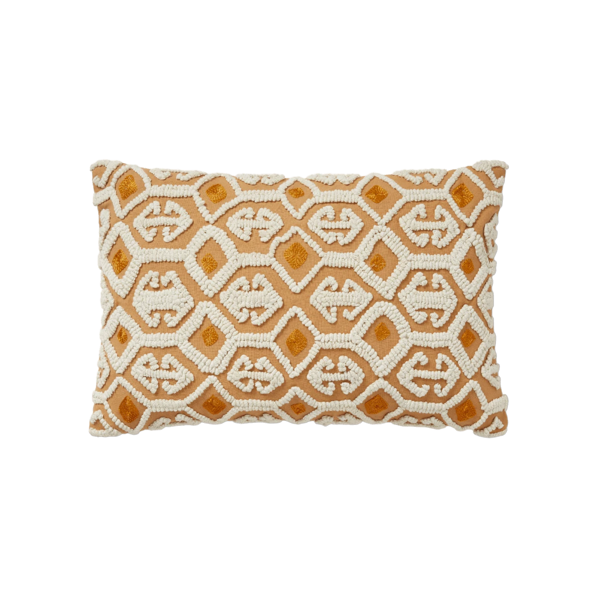 Yellow Embroidered Kivi Lumbar Pillow 3 Yellow Embroidered Kivi Lumbar Pillow