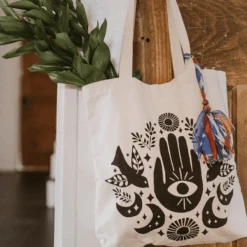 Chaman Moon Phase Canvas Cotton Tote Bag -Jungalow UNB983 1 PhotoRoom