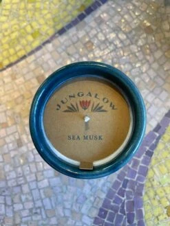 Jungalow Kaya Ceramic Candle - Blue/Sea Musk 9 Jungalow Kaya Ceramic Candle - Blue/Sea Musk -Jungalow bluecandlelabel