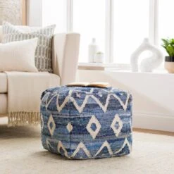 Indigo Stitched Pouf 5 Indigo Stitched Pouf -Jungalow cmpf001 styleshot 201