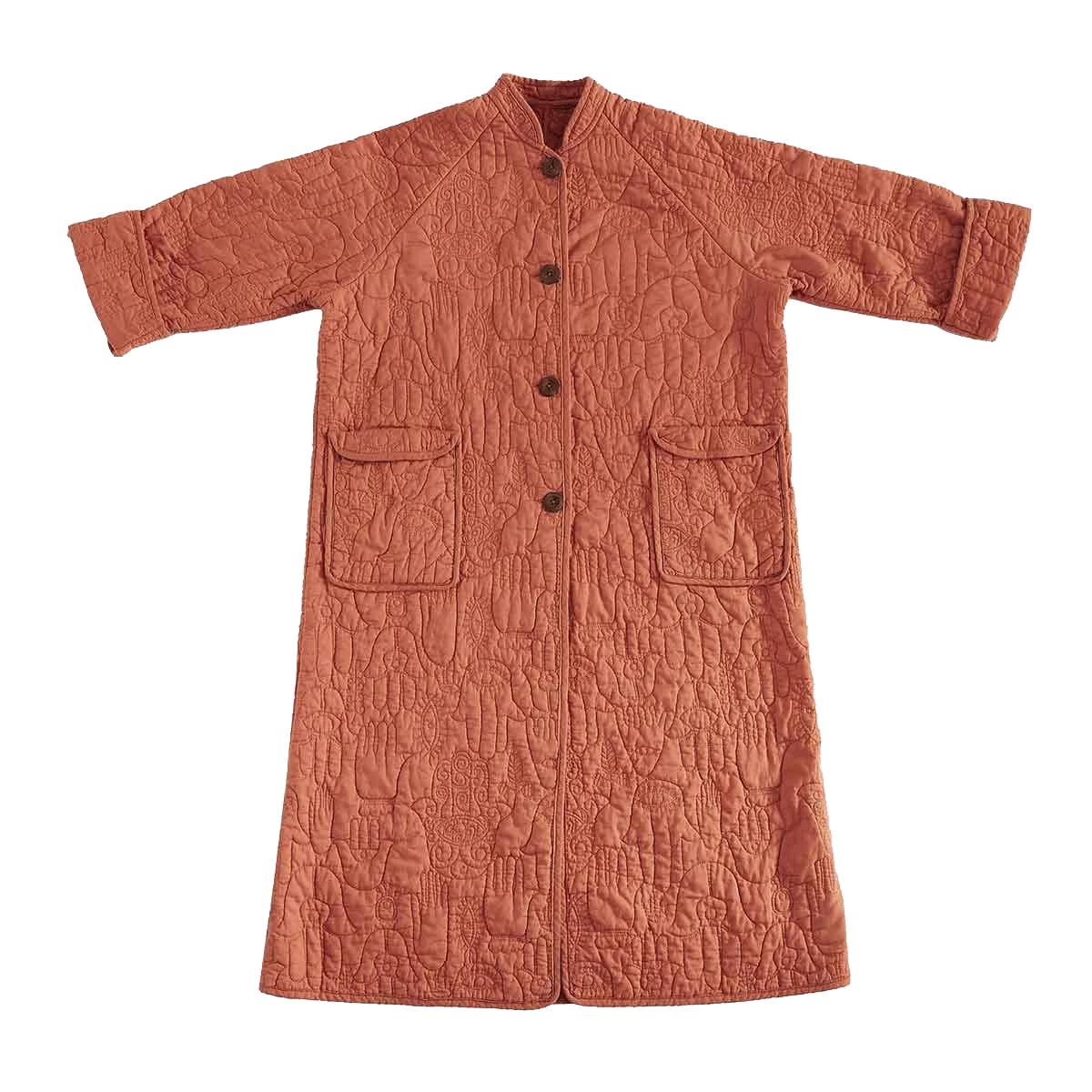 Hamsa Quilted Coat In Coral By Jungalow® 3 Hamsa Quilted Coat In Coral By Jungalow®