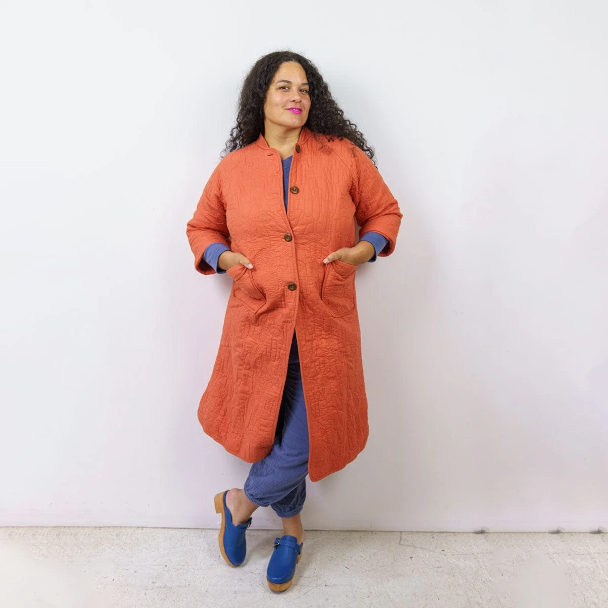 Hamsa Quilted Coat In Coral By Jungalow® 4 Hamsa Quilted Coat In Coral By Jungalow® - Image 2