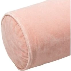 Cotton Velvet Bolster Pillow In Pink -Jungalow cv052 detail corner