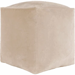 Cream Cotton Velvet Pouf -Jungalow cvpf017 detail profile PhotoRoom