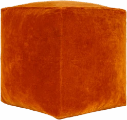 Burnt Orange Cotton Velvet Pouf -Jungalow cvpf020 detail profile PhotoRoom