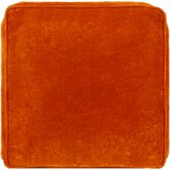 Burnt Orange Cotton Velvet Pouf -Jungalow cvpf020 detail top PhotoRoom