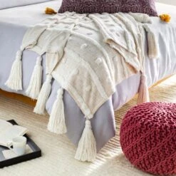 Cream Shag Throw Blanket
