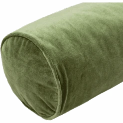 Cotton Velvet Bolster Pillow In Green 7 Cotton Velvet Bolster Pillow In Green -Jungalow greenpillow2