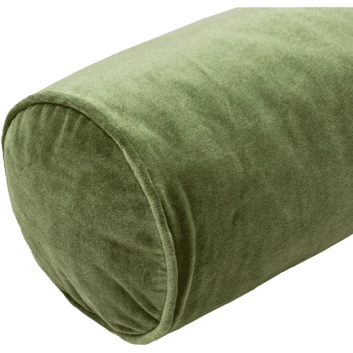 Cotton Velvet Bolster Pillow In Green 5 Cotton Velvet Bolster Pillow In Green - Image 3