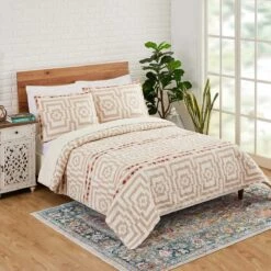 Cream Hypnotic Quilt Set By Jungalow® -Jungalow hypnoticcream2