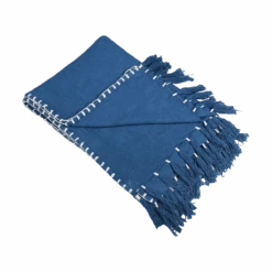 Indigo Fringe Throw Blanket -Jungalow indigo3 PhotoRoom 1