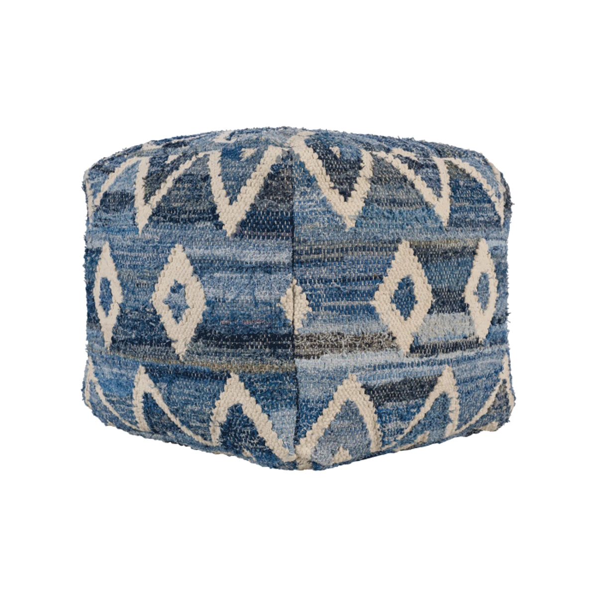 Indigo Stitched Pouf 3 Indigo Stitched Pouf