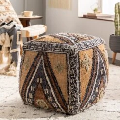 Jute Tan Pouf 10 Jute Tan Pouf -Jungalow lupf003 styleshot 201