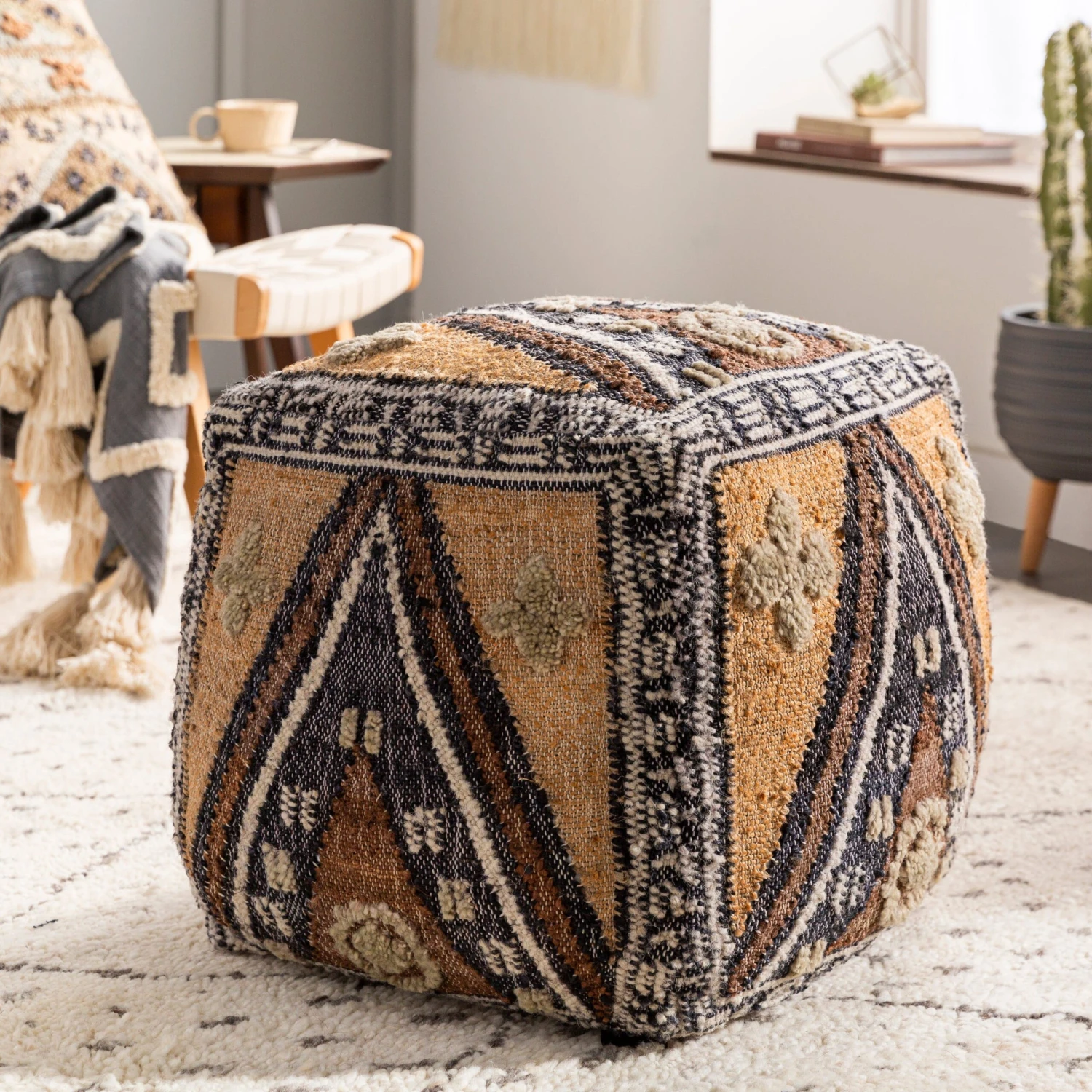 Jute Tan Pouf 6 Jute Tan Pouf - Image 4