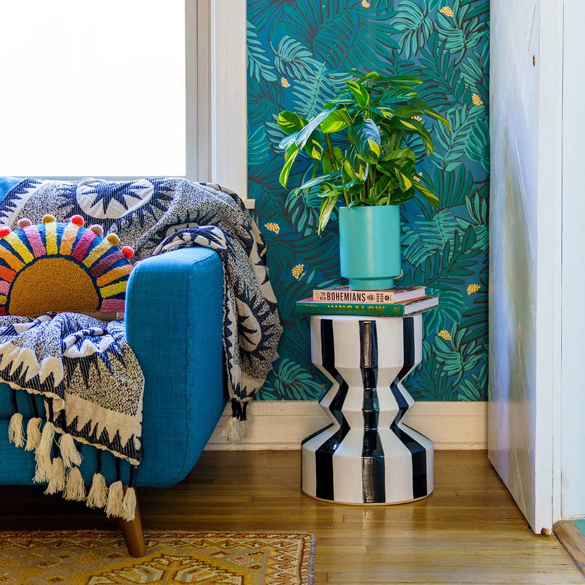 Jungalow Black Stripe Mali Zig Zag Stool By Justina Blakeney™ 3 Jungalow Black Stripe Mali Zig Zag Stool By Justina Blakeney™