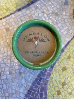 Jungalow Kaya Ceramic Candle - Matcha Green/Pomegranate Sage -Jungalow matchacandlelabel
