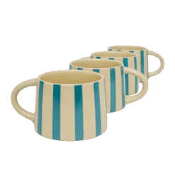 Jungalow Tierra Striped Mug Set In Teal -Jungalow mugs3