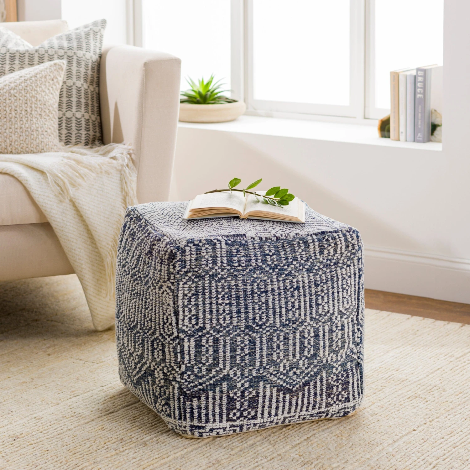 Navy Putri Hand Knotted Pouf 7 Navy Putri Hand Knotted Pouf - Image 5
