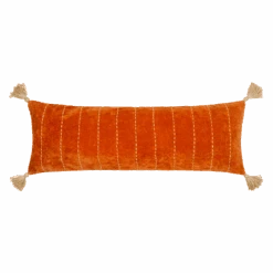 Orange Velvet Lumbar Pillow