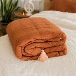 Jungalow Sol Natural Dyed Quilt In Rust By Like A Lion™