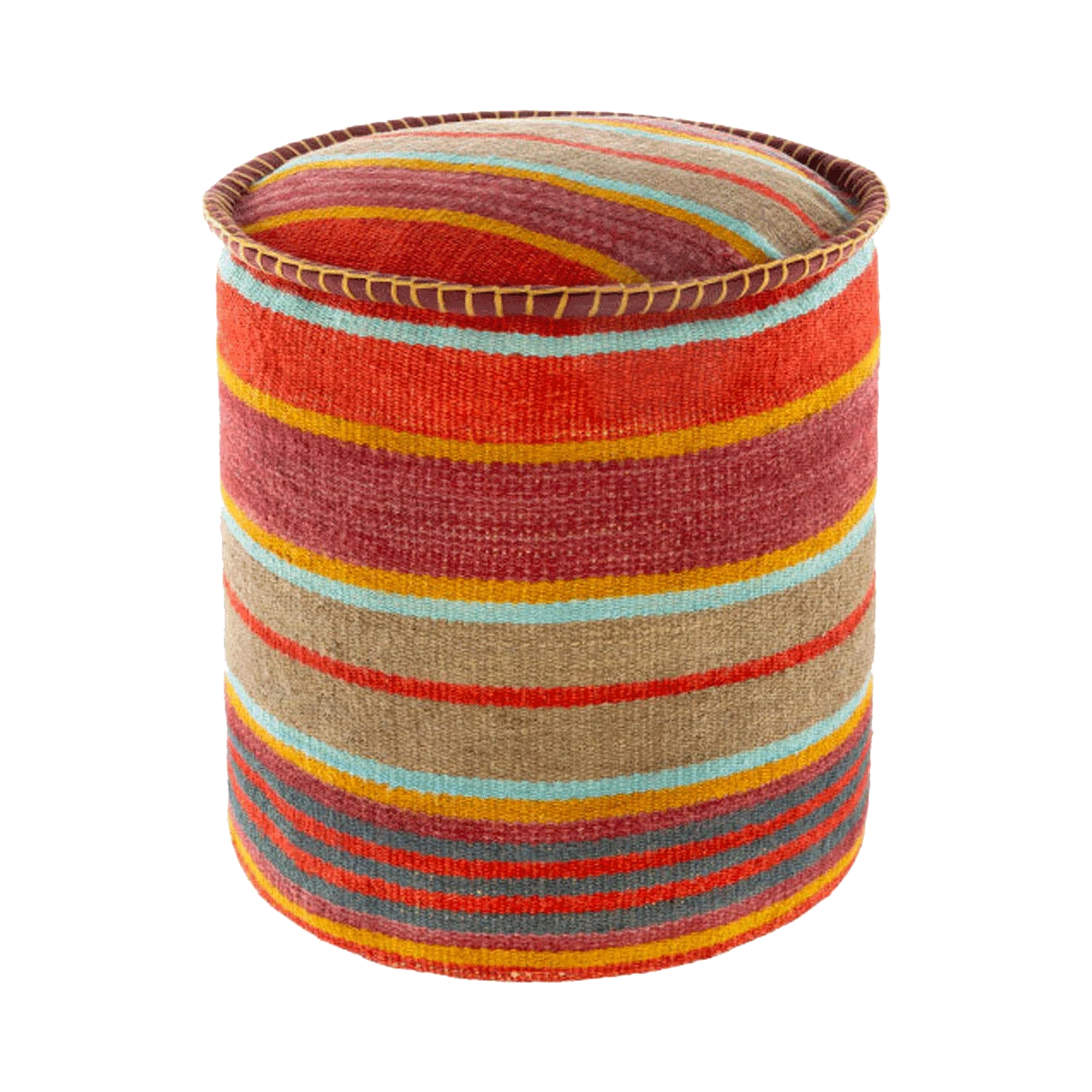 Striped Jute Pouf 3 Striped Jute Pouf