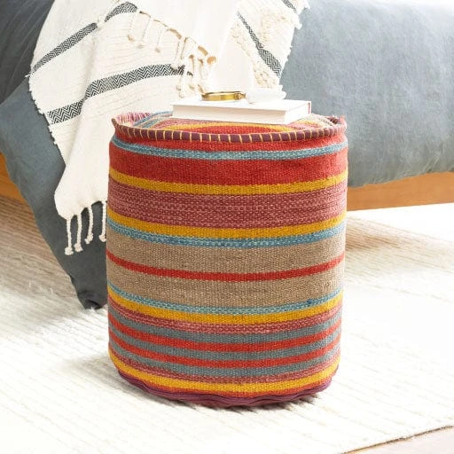 Striped Jute Pouf 4 Striped Jute Pouf - Image 2